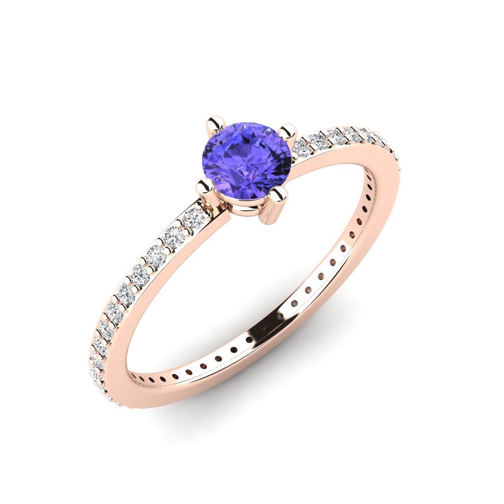 14ct Rose Gold Tanzanite Stackable Ring Nurath - A
