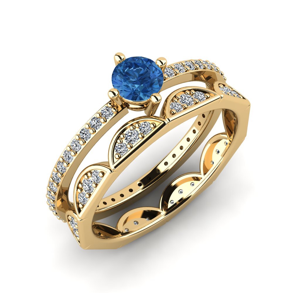 Dark Blue Zirconia Stackable Ring Nurath Set
