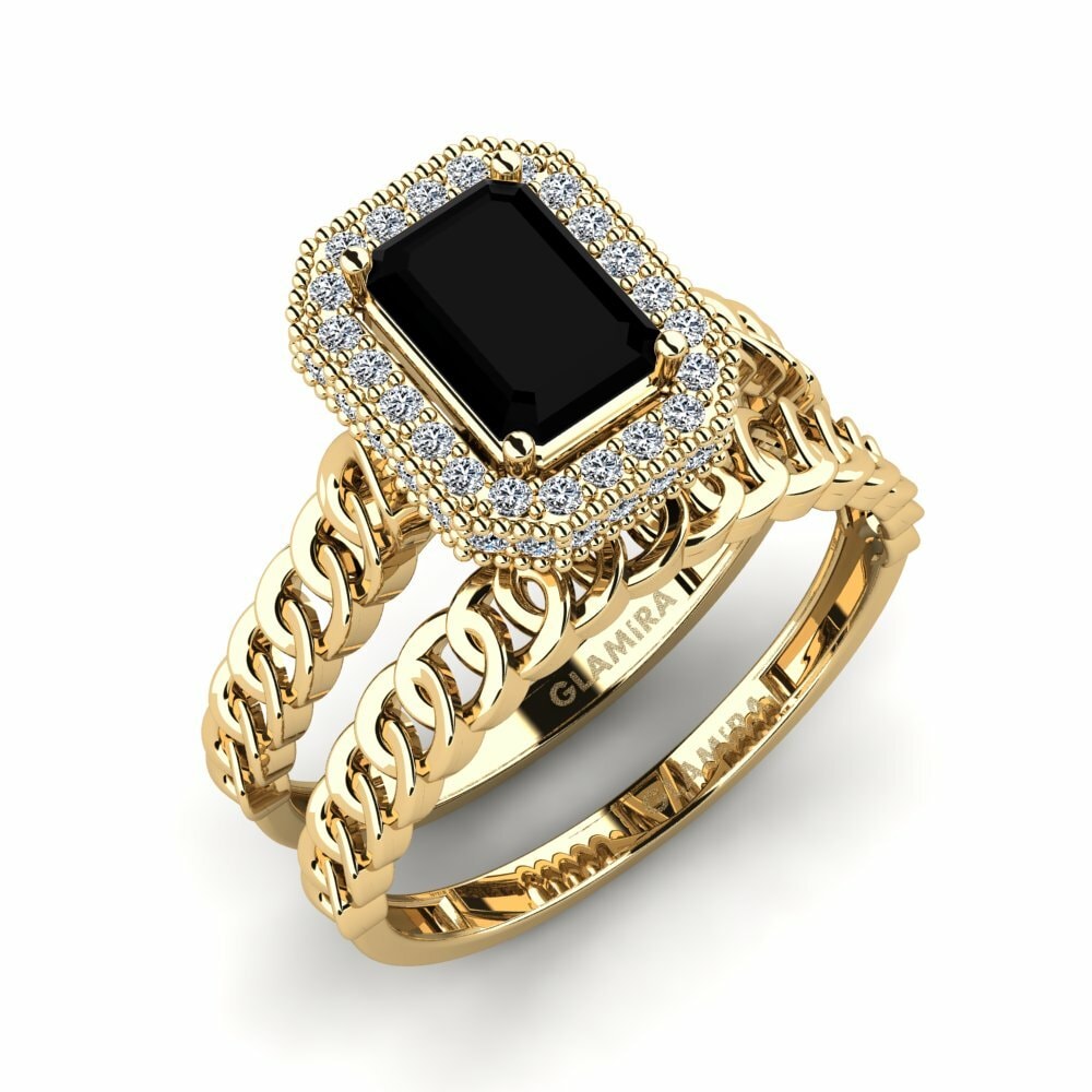 Onyx Noir Ensemble de Bagues Oferih