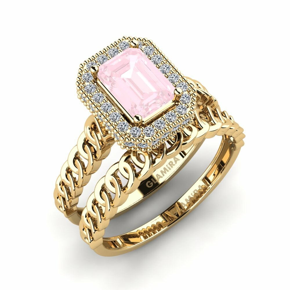 Quartz Rose Ensemble de Bagues Oferih