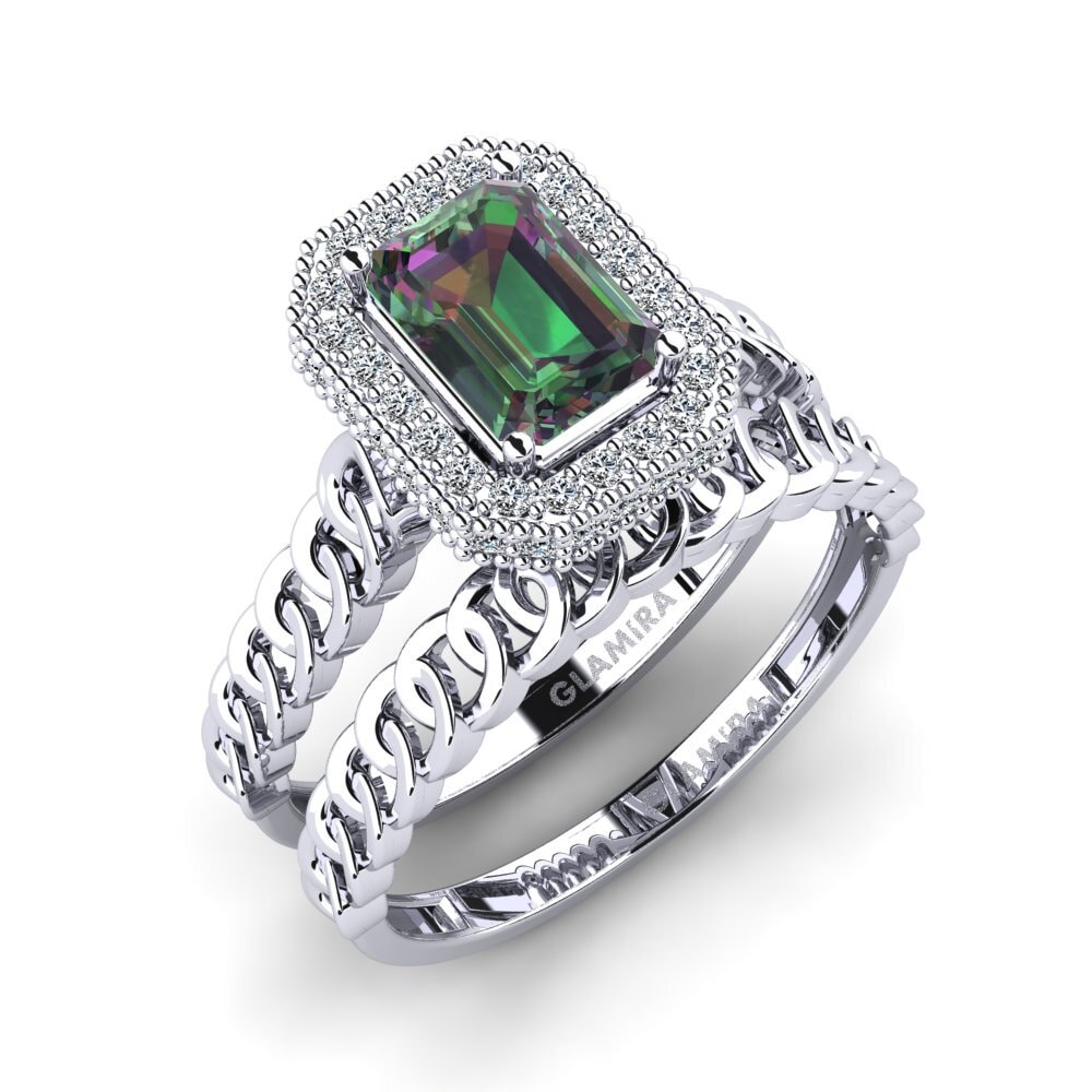 14ct White Gold Mystic Topaz Bridal Set Oferih