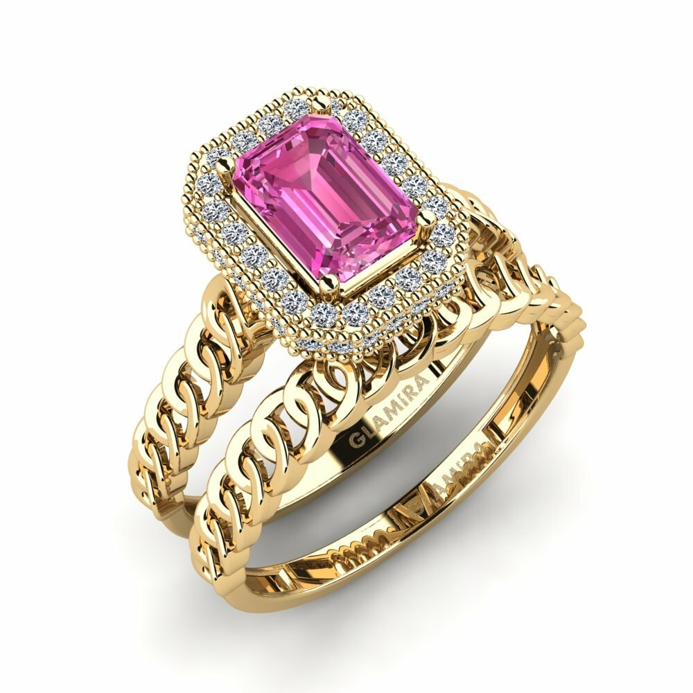 Topaze Rose Ensemble de Bagues Oferih