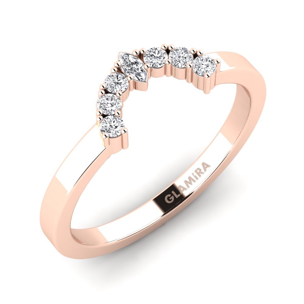 Or rose 14k Diamant De Synthèse Anneau empilable Ofre - B