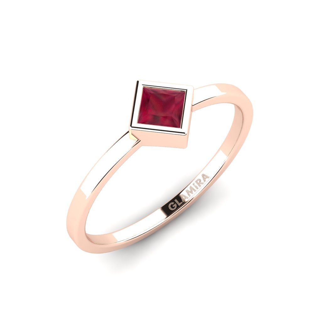 14ct Rose Gold Ruby Engagement Ring Polloc - A