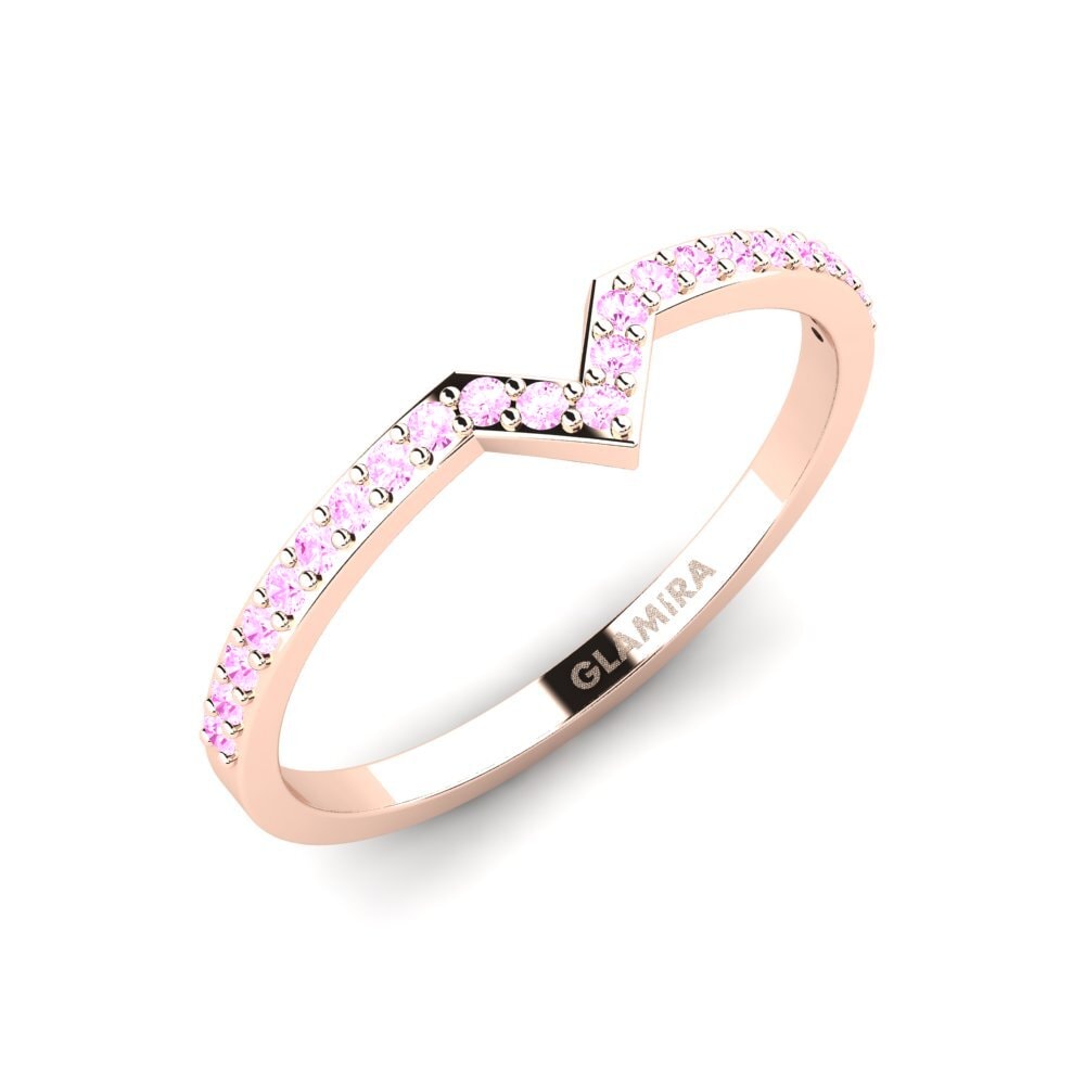 Or rose 14k Saphir Rose Anneau empilable Polloc - B