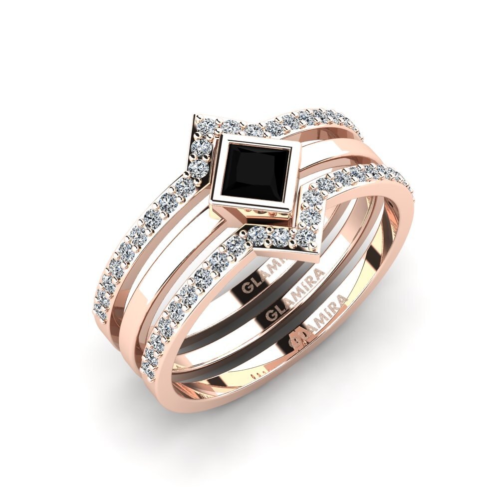 14ct Rose Gold Black Onyx Bridal Set Polloc