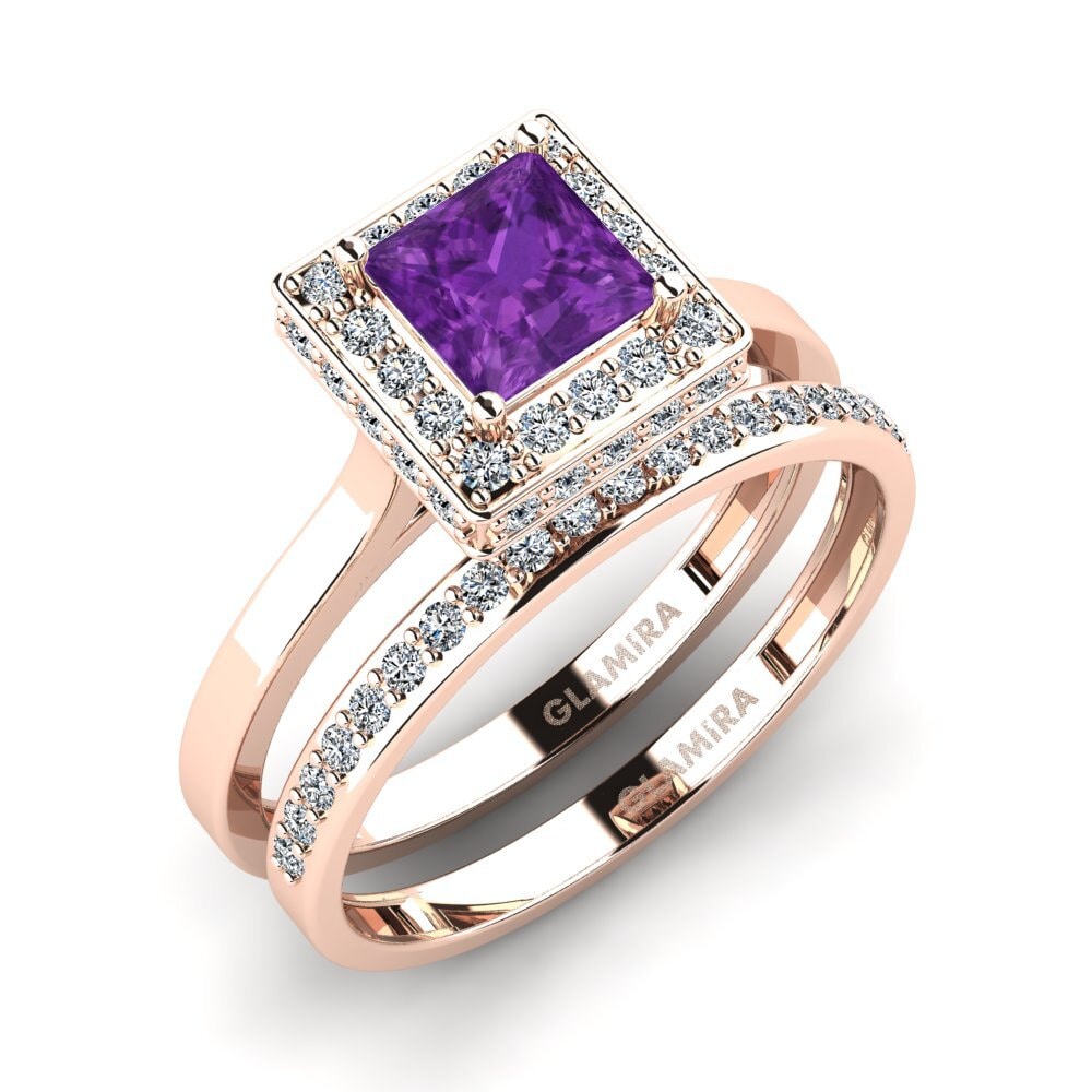 9ct Rose Gold Amethyst Bridal Set Scump