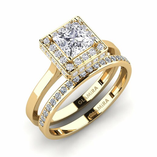 Bridal Set Scump 585 Yellow Gold & Diamond & Swarovski Crystal