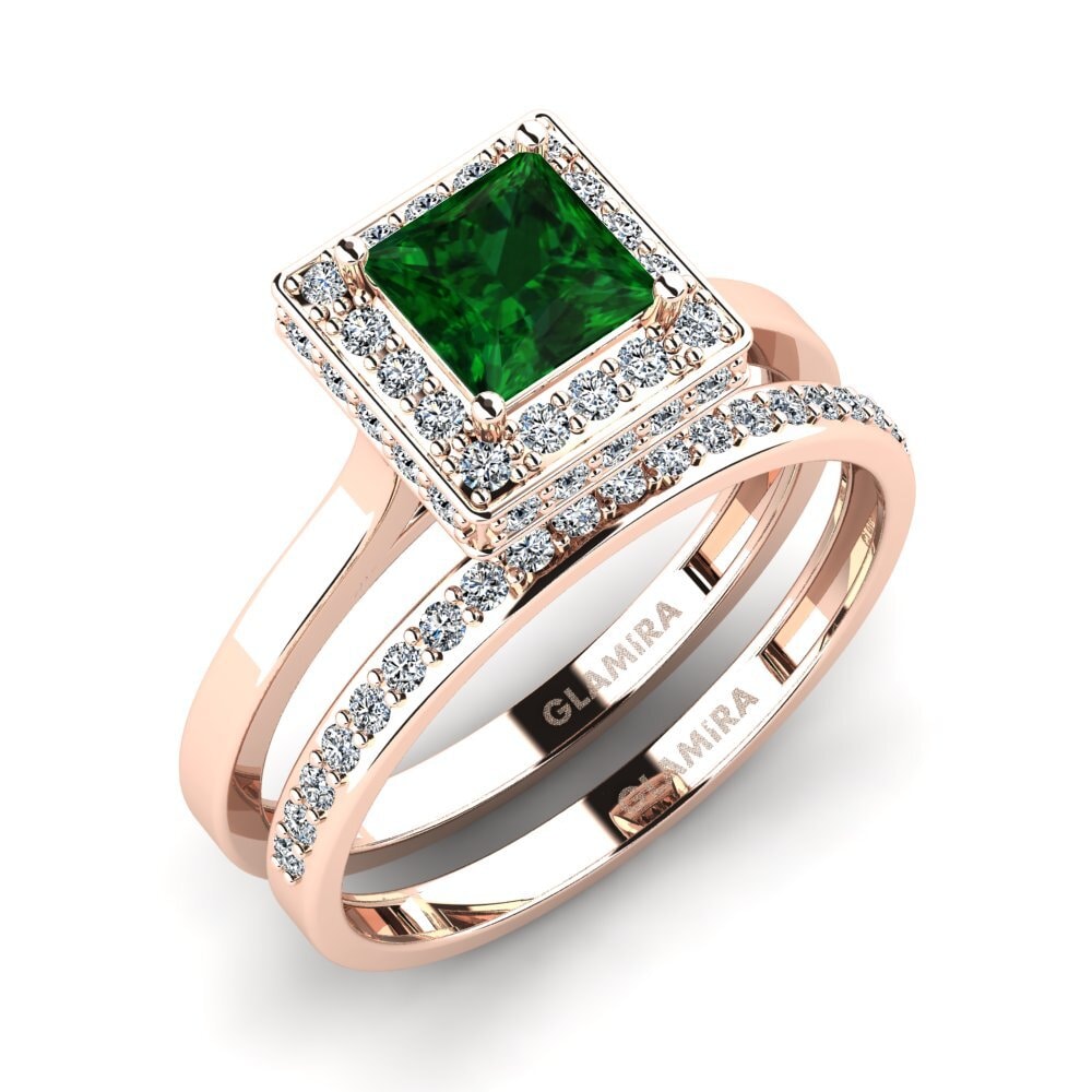 9ct Rose Gold Tsavorite Bridal Set Scump
