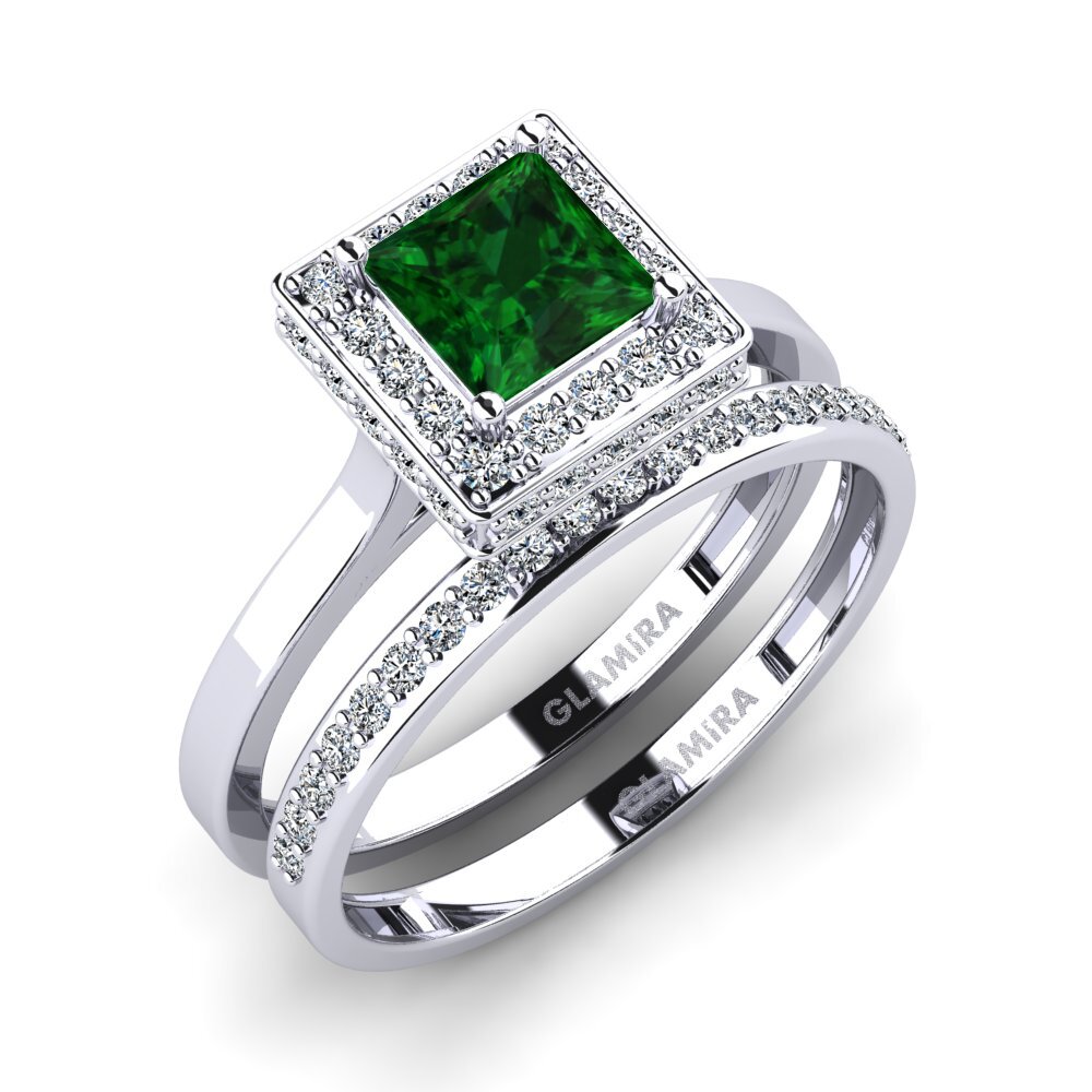 White Silver Tsavorite Bridal Set Scump