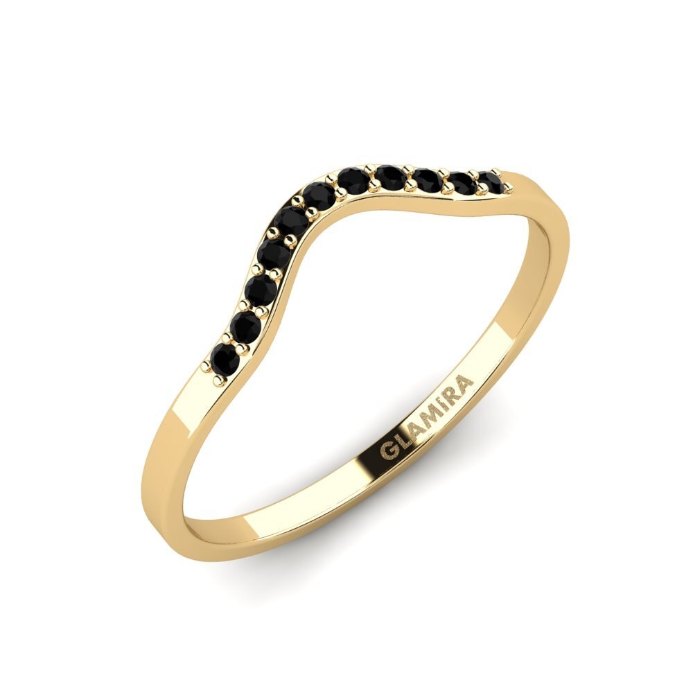 Or Jaune 14k Onyx Noir Anneau empilable Siorgr - B