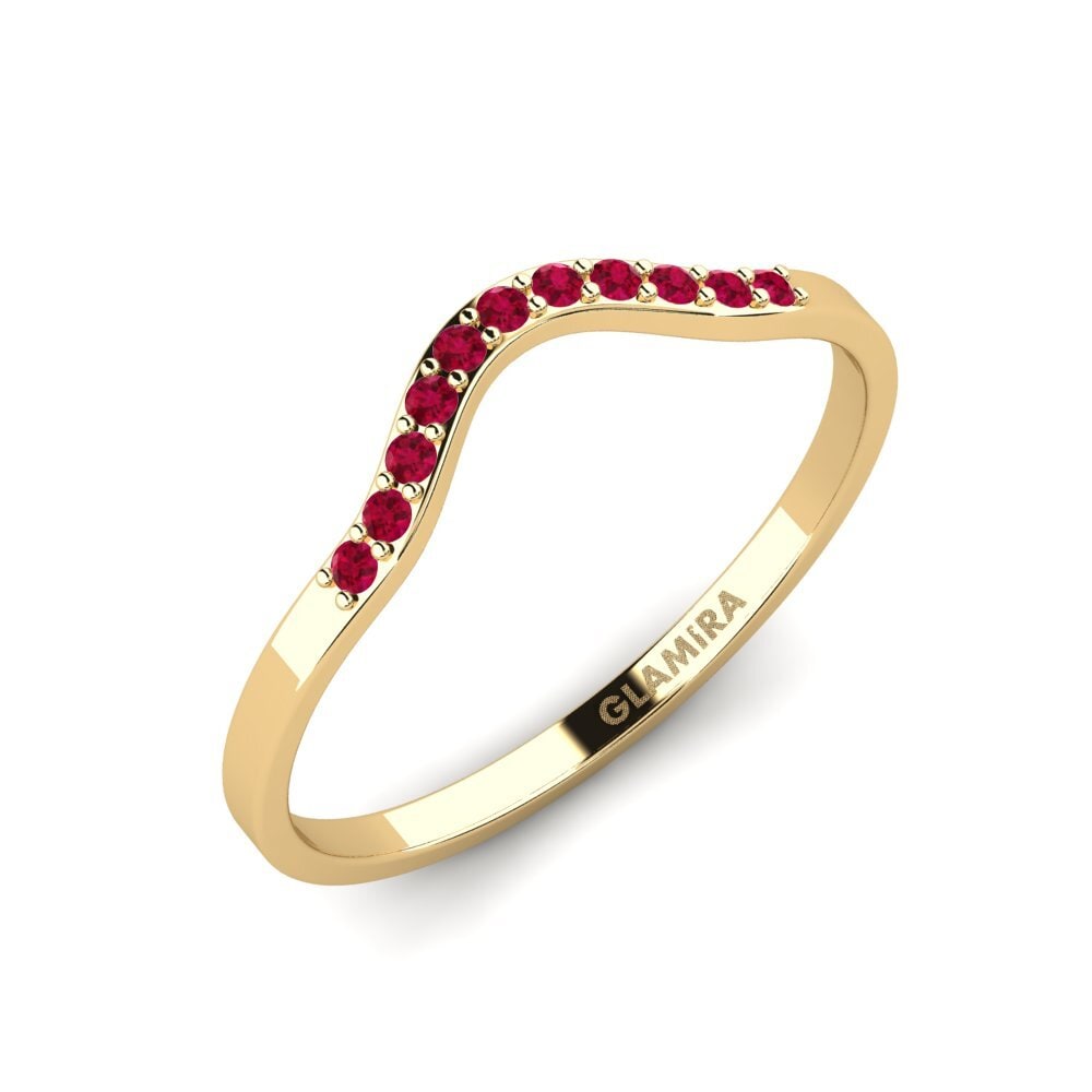Or Jaune 14k Rubis Anneau empilable Siorgr - B