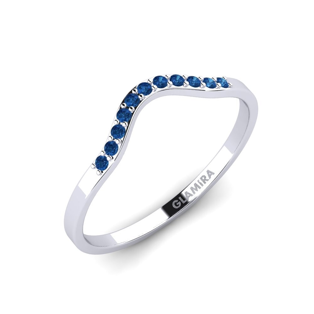 Argent Blanc Zircone Bleu Foncé Anneau empilable Siorgr - B