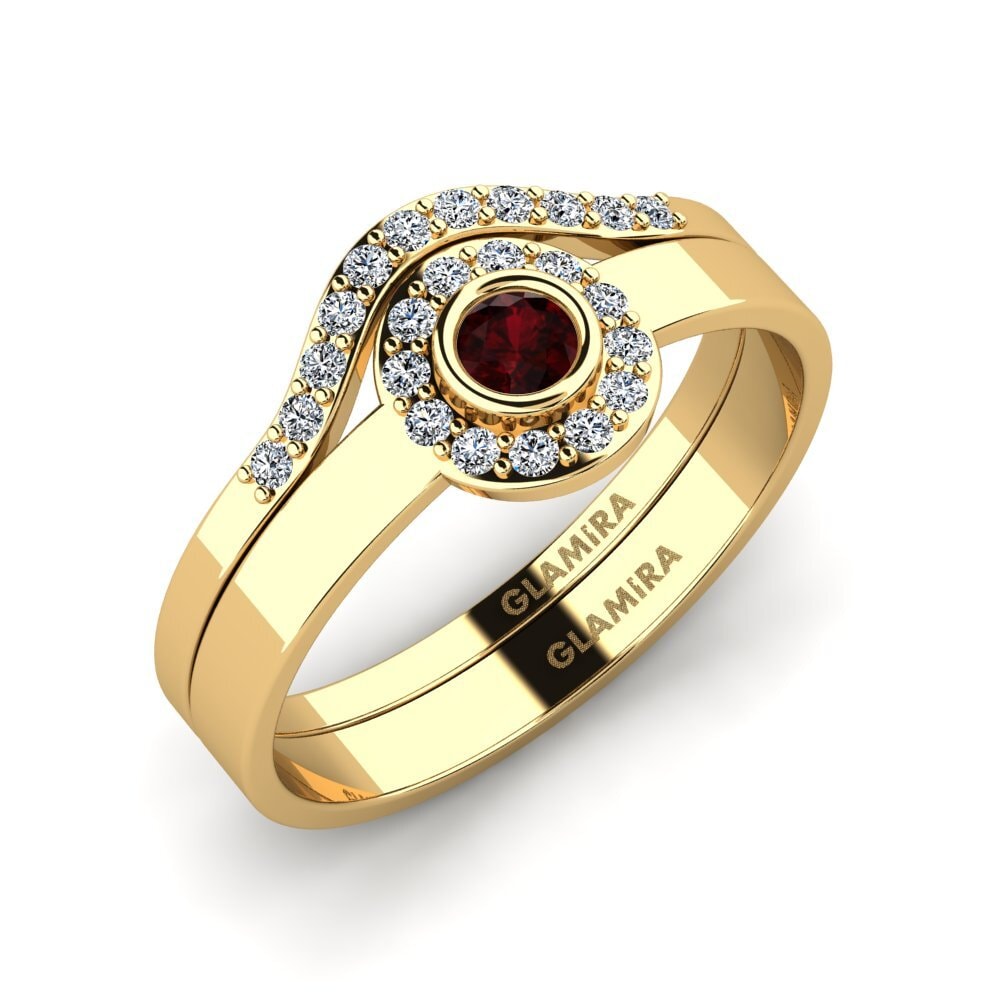Garnet Stackable Ring Siorgr Set