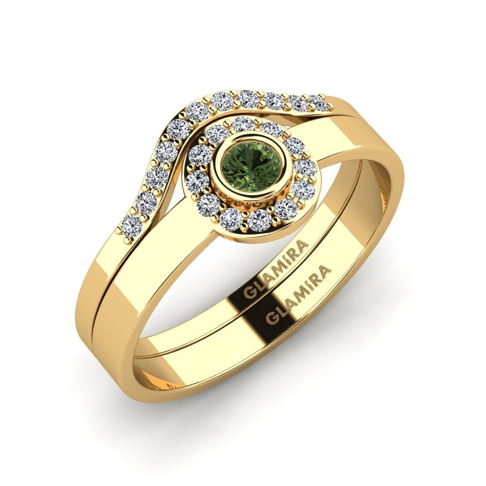 Green Sapphire Stackable Ring Siorgr Set