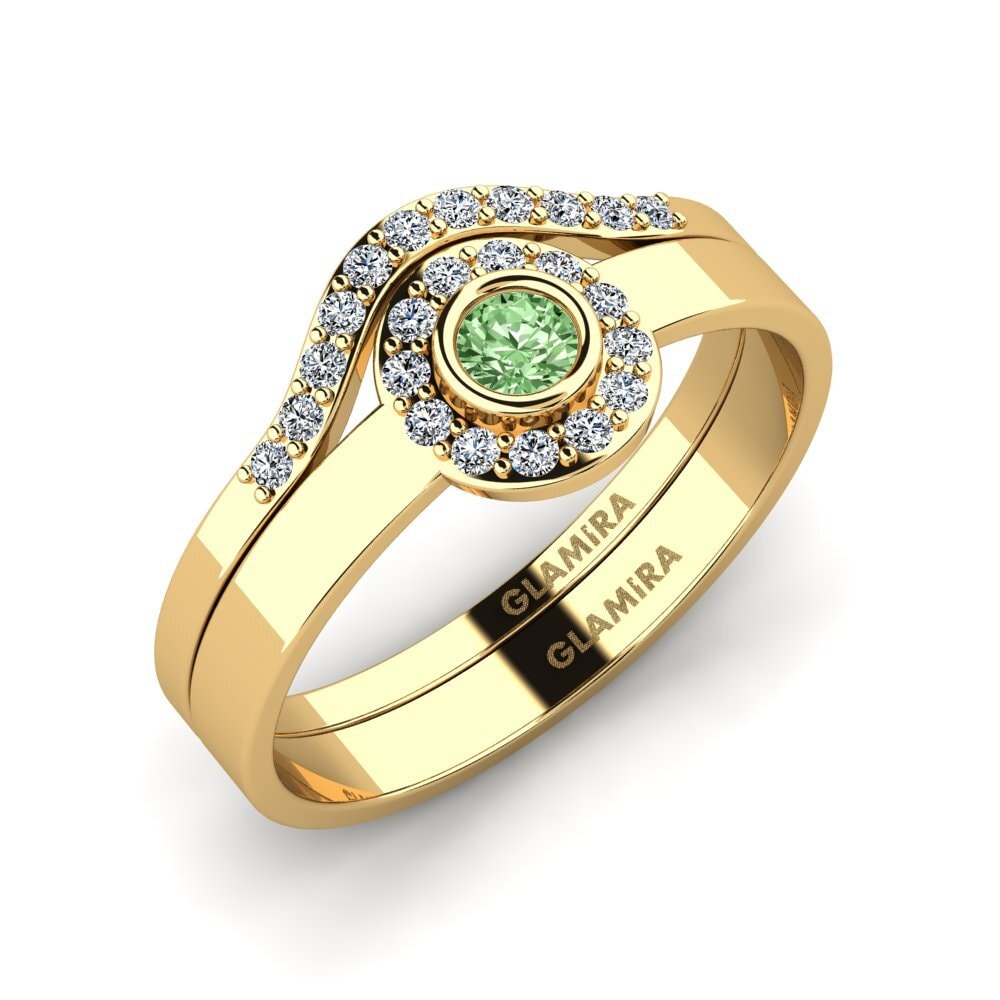 Green Diamond Stackable Ring Siorgr Set