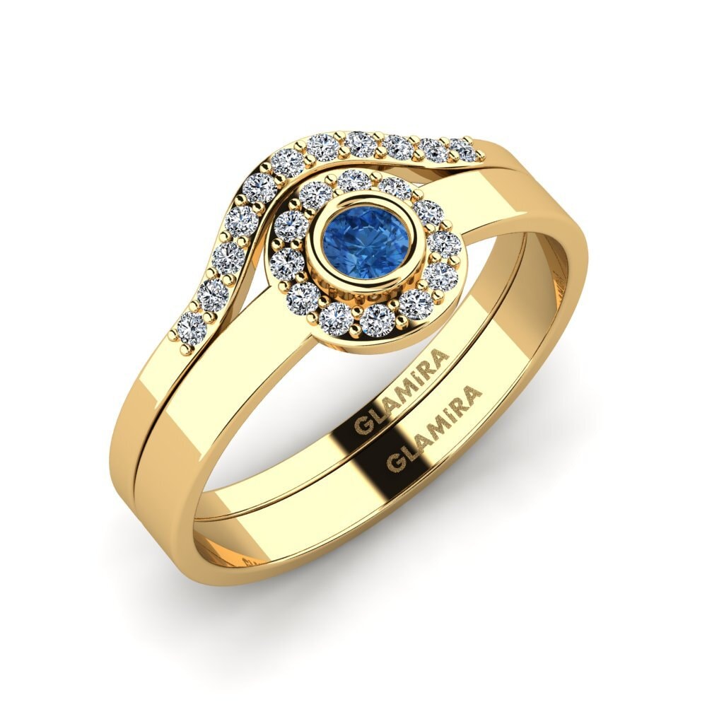 Dark Blue Zirconia Stackable Ring Siorgr Set