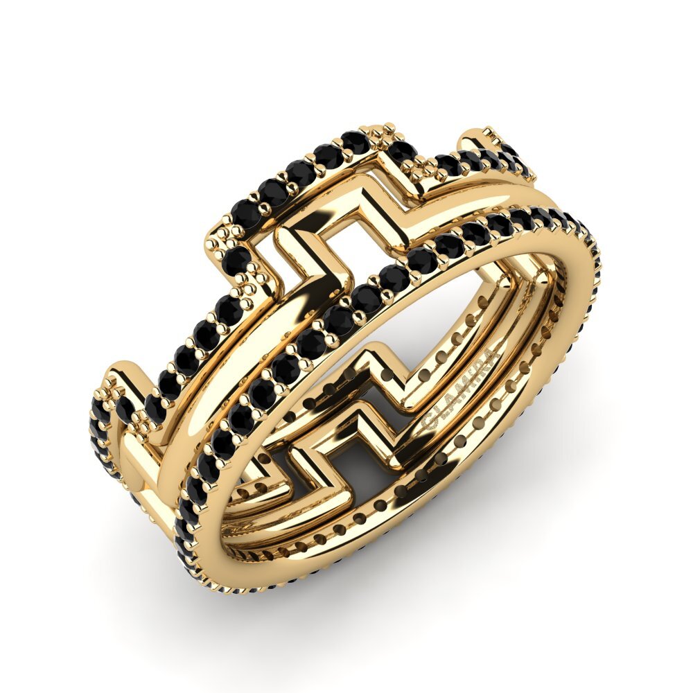 Black Sapphire Stackable Ring Soya Set