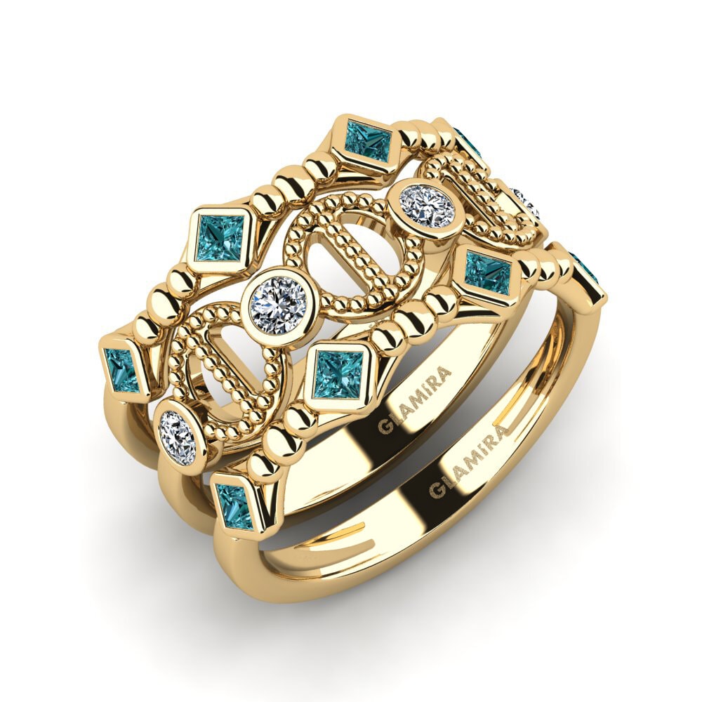 Blauer Diamant Stapelbarer Ring Sweofoa Set