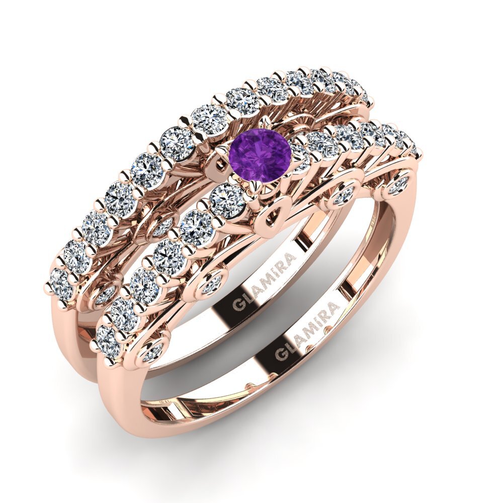 9ct Rose Gold Amethyst Bridal Set Sweold