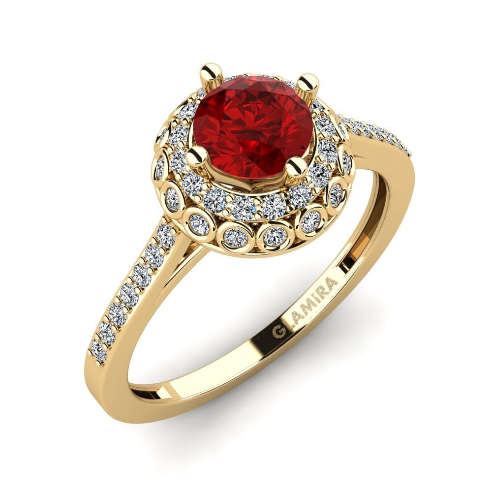 Round Ruby (Lab Created) Engagement Ring Syfig - A