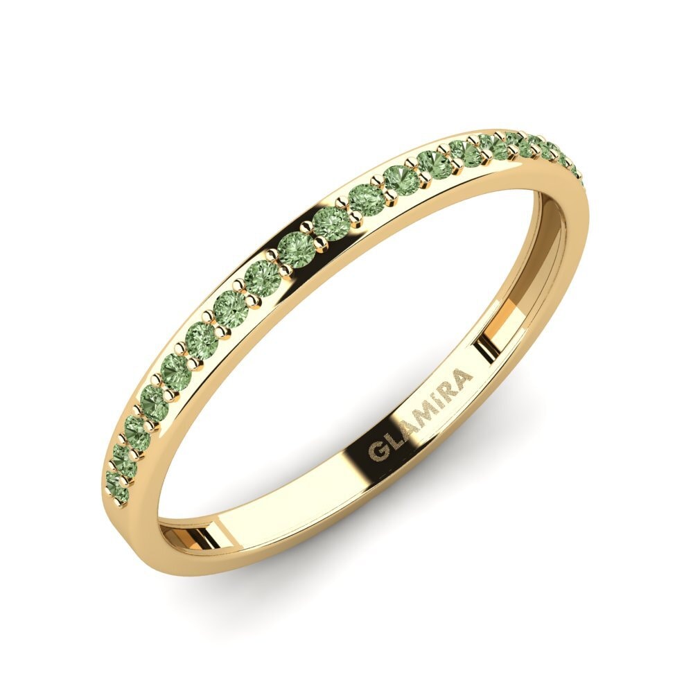 Or Jaune 585 Diamant Vert Bague Syfig - B