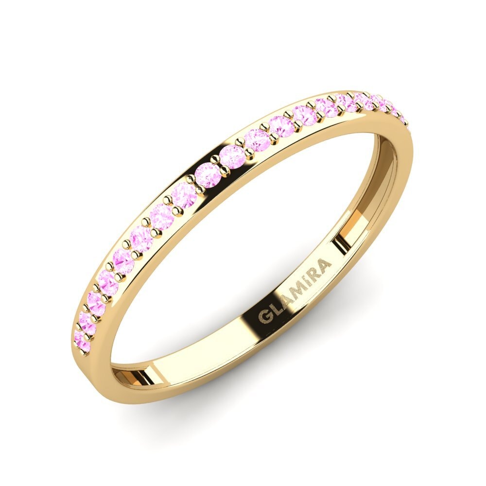 18k Oro Amarillo Zafiro Rosado Anillo Syfig - B