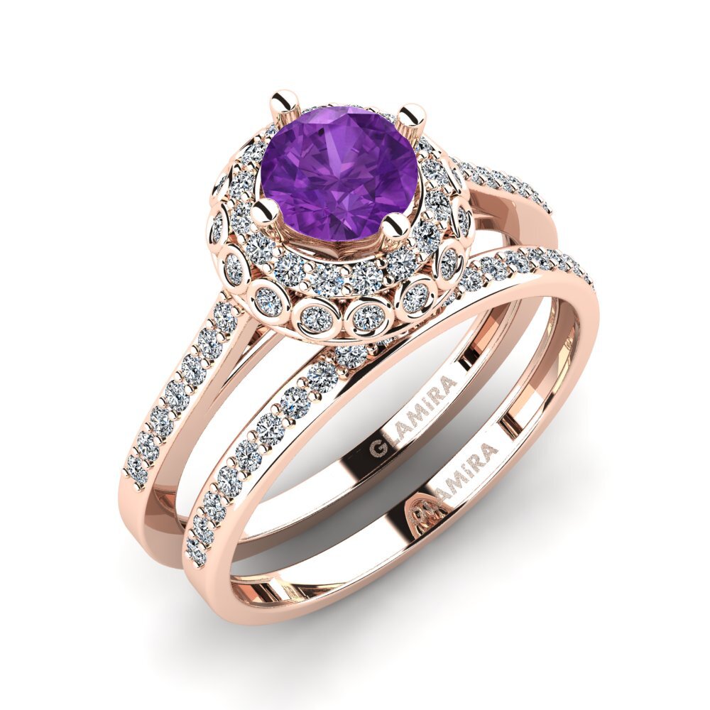 9ct Rose Gold Amethyst Bridal Set Syfig