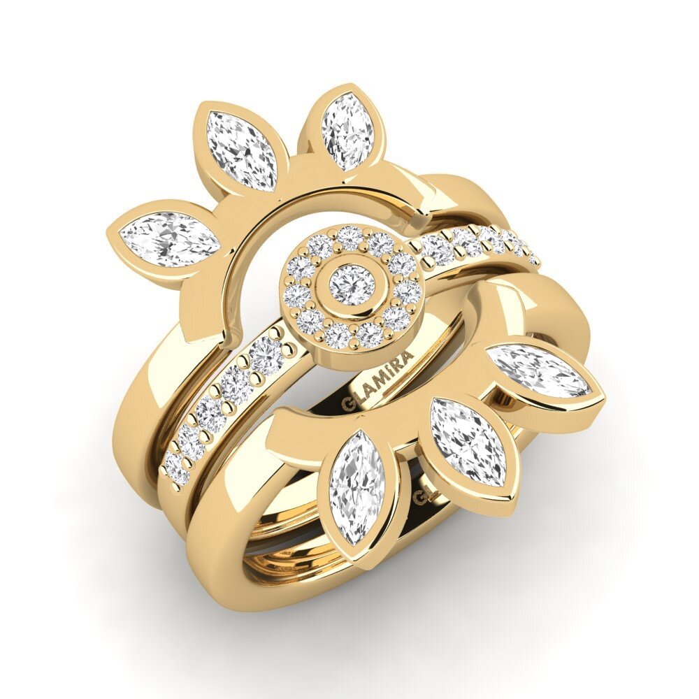 Weißer Saphir Ring Uppea Set