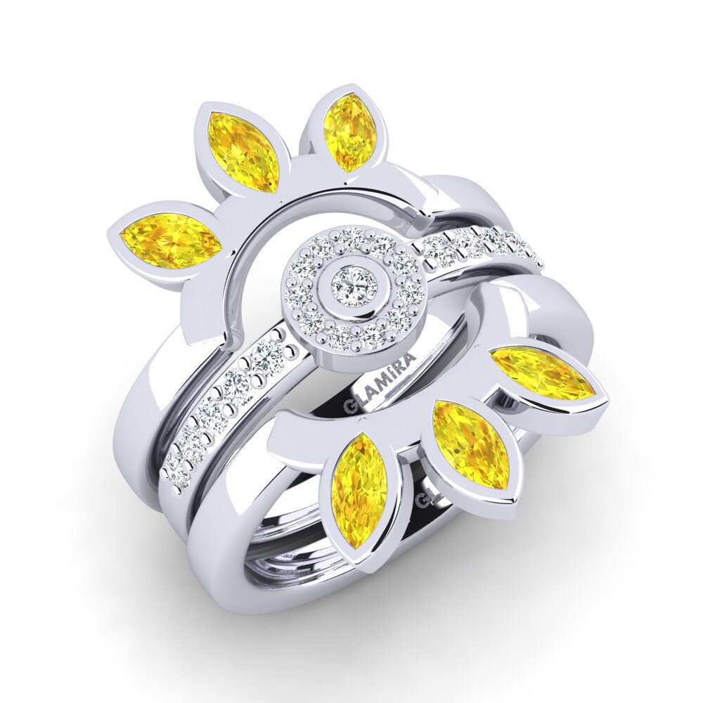 950 Platinum Yellow Sapphire Ring Uppea Set