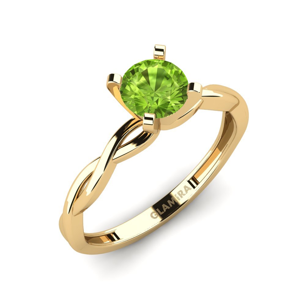9k Oro Amarillo Peridoto Anillo de compromiso Xoden - A