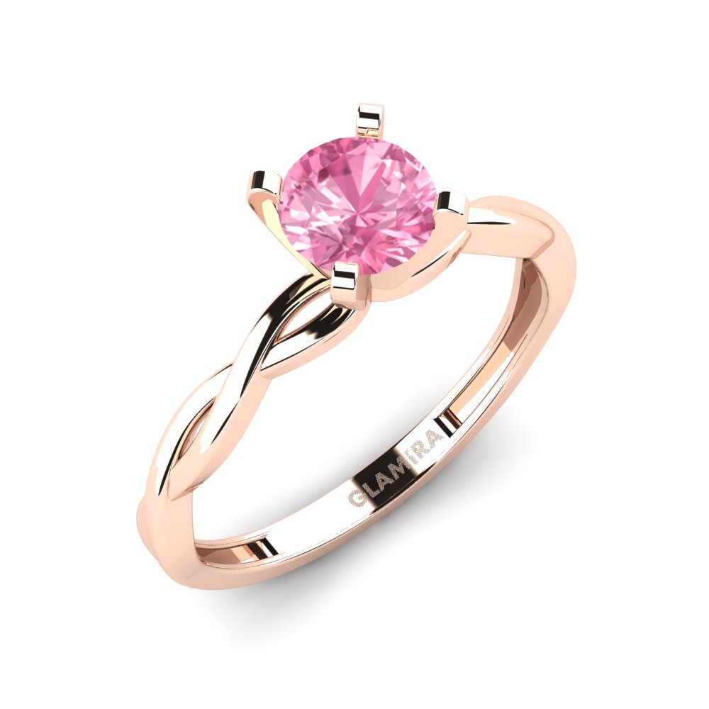 14ct Rose Gold Pink Sapphire Engagement Ring Xoden - A