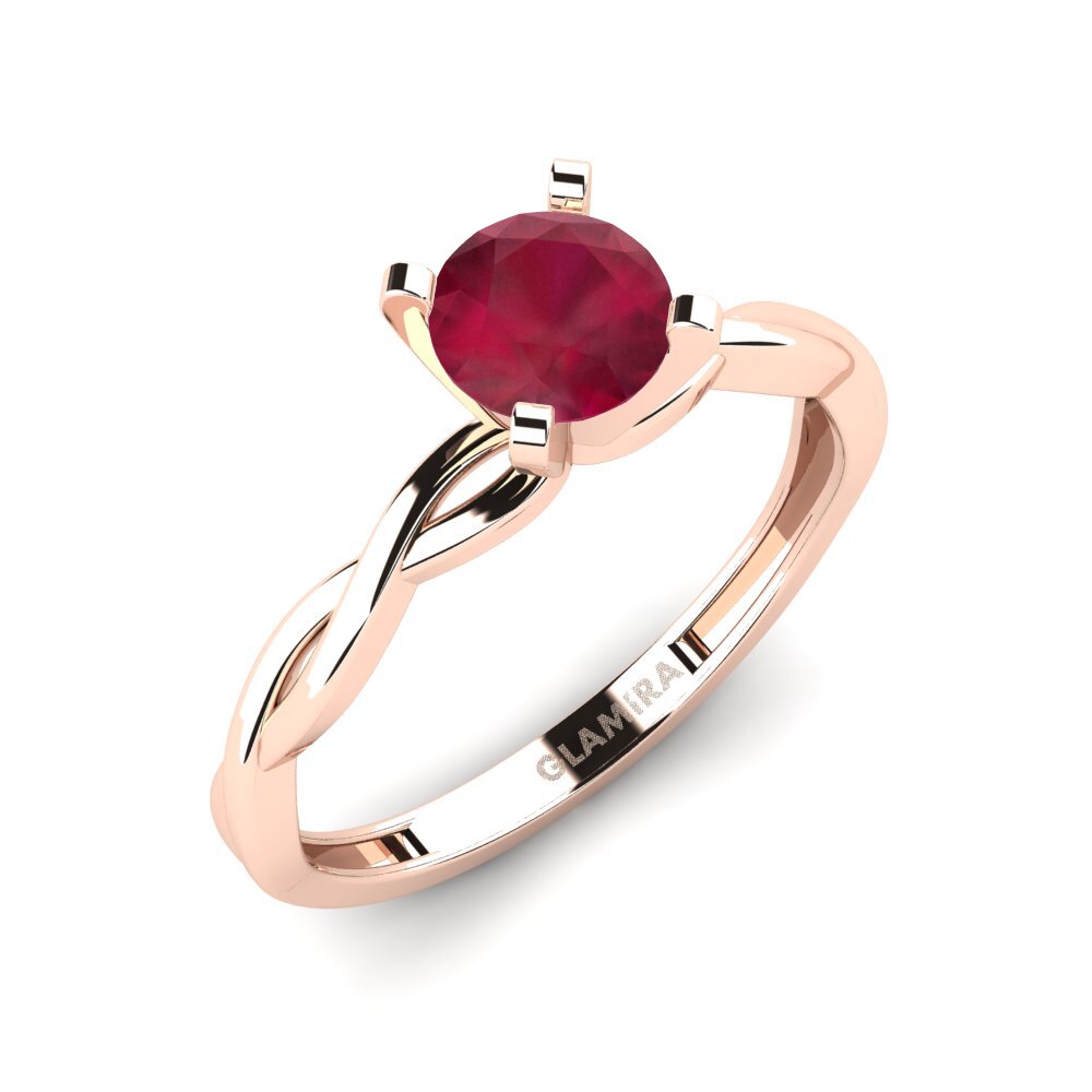 14ct Rose Gold Ruby Engagement Ring Xoden - A