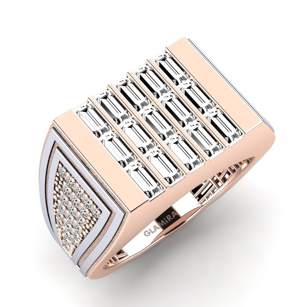 14ct Rose & White Gold Moissanite Men's Ring Asacn