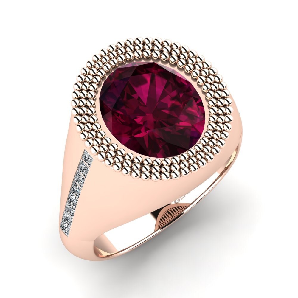 9ct Rose Gold Rhodolite Garnet Men's Ring Cligen