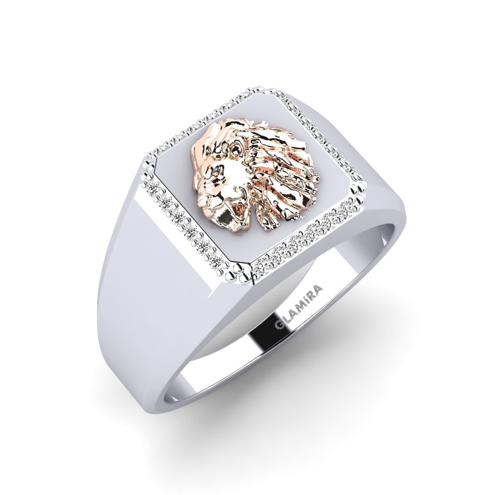 14ct White & Rose Gold Moissanite Men's Ring Cyhtuq