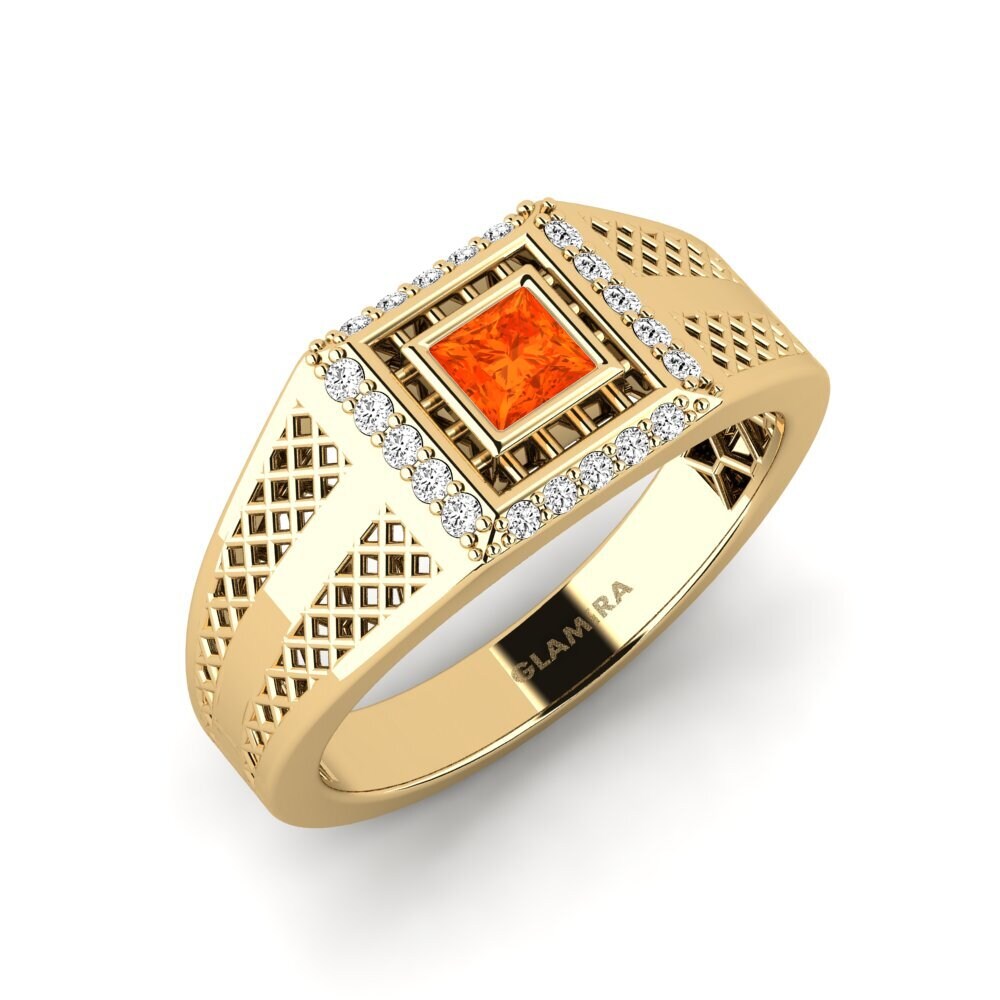 14ct Yellow Gold Fire-Opal Men's Ring Edweaf