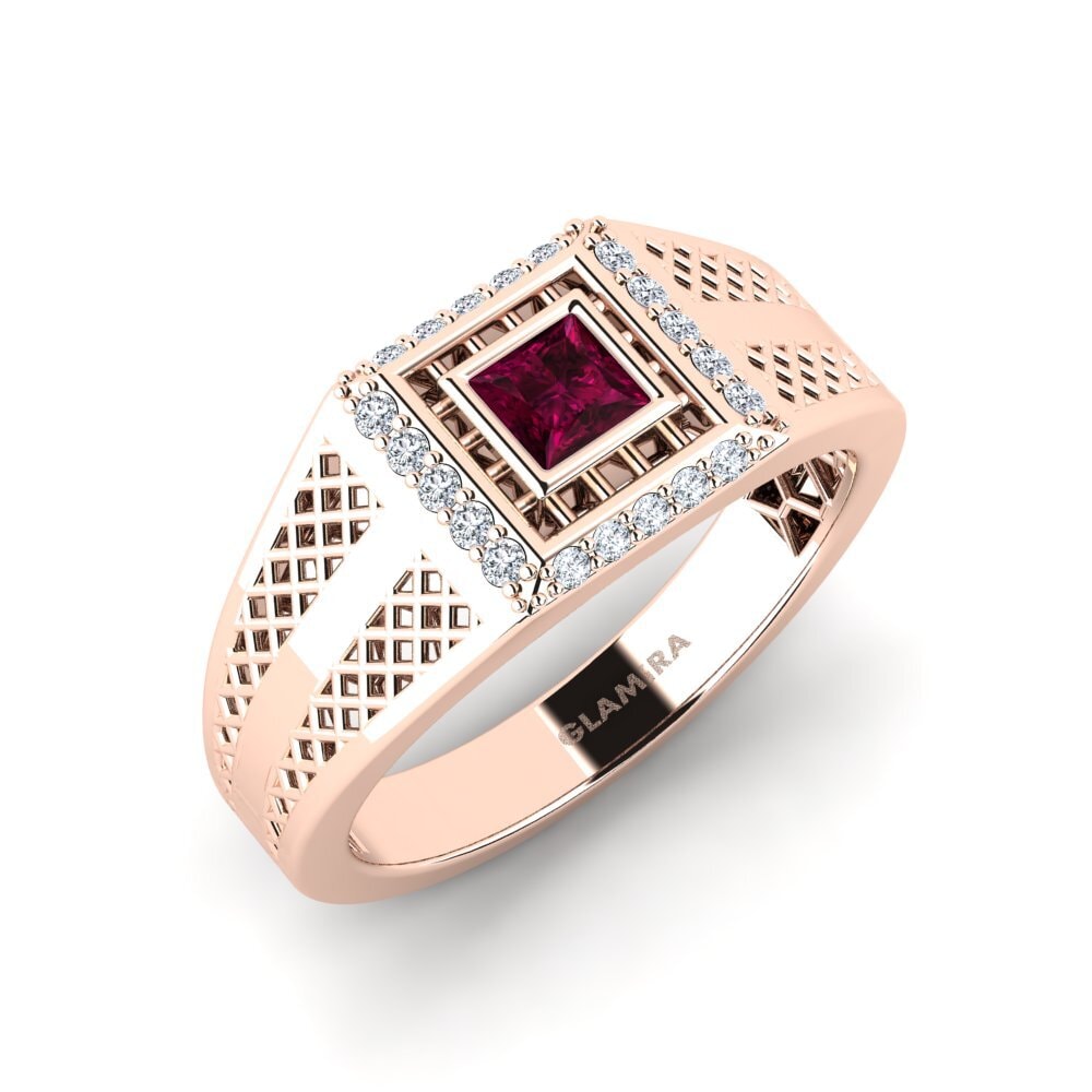 9ct Rose Gold Rhodolite Garnet Men's Ring Edweaf