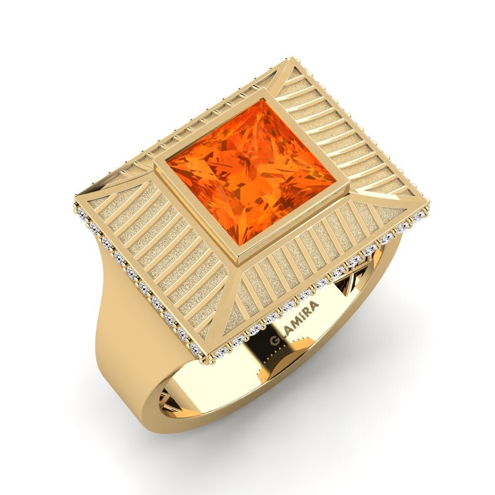 14ct Yellow Gold Fire-Opal Men's Ring Effoc
