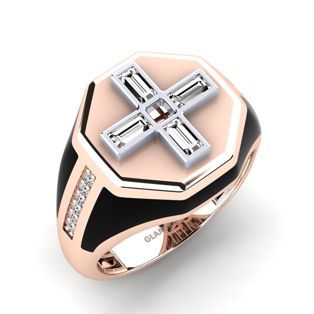 14ct Rose & White Gold Moissanite Men's Ring Irectua