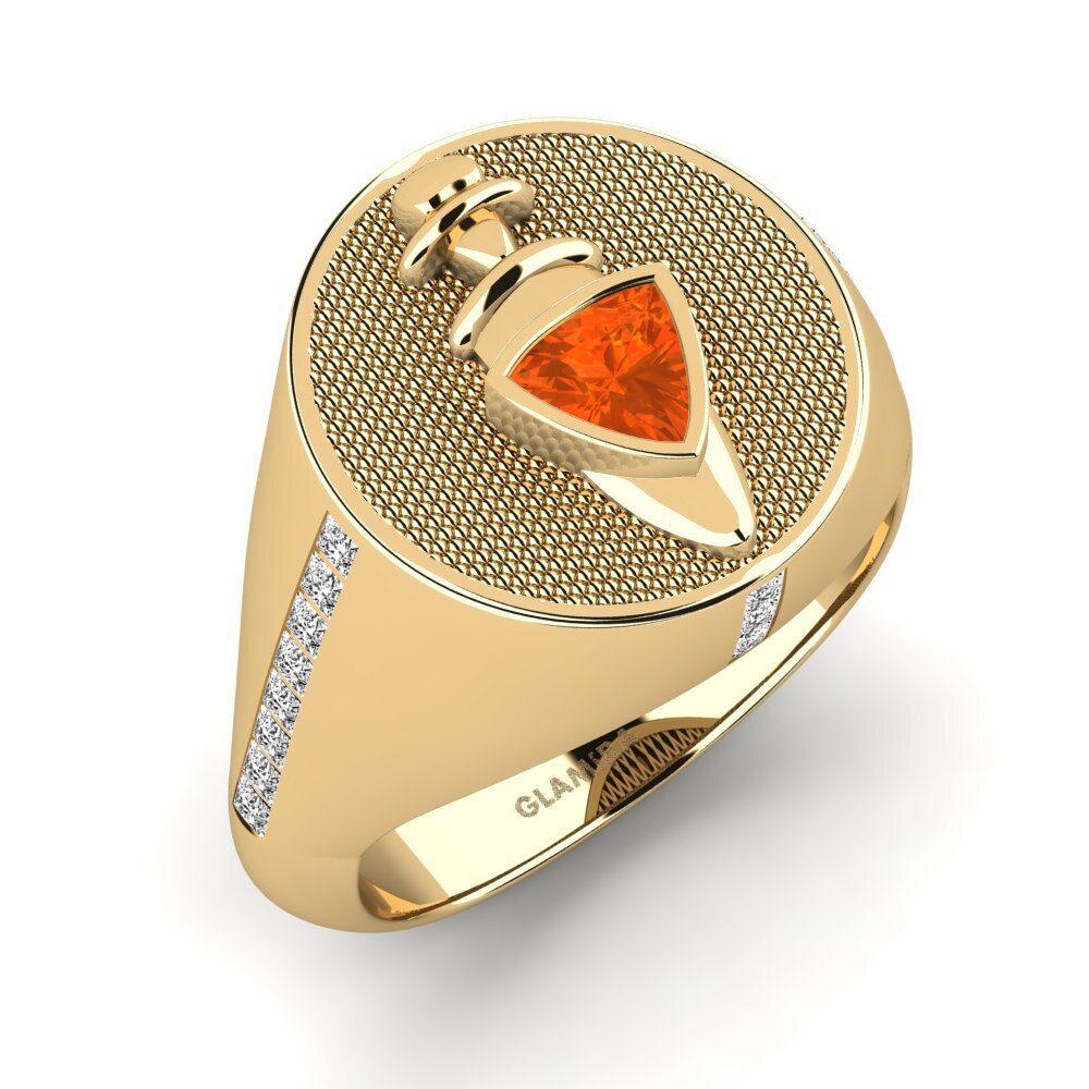 14ct Yellow Gold Fire-Opal Men's Ring Jingbas