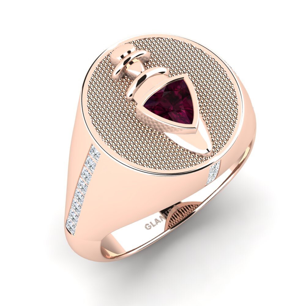 9ct Rose Gold Rhodolite Garnet Men's Ring Jingbas