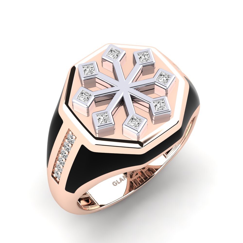 14ct Rose & White Gold Moissanite Men's Ring Jutania