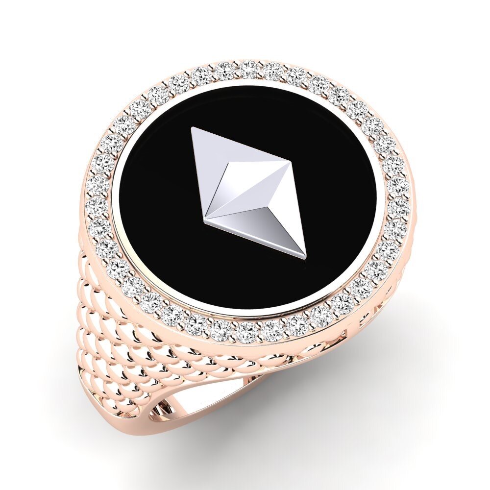 14ct Rose & White Gold Moissanite Men's Ring Loroti