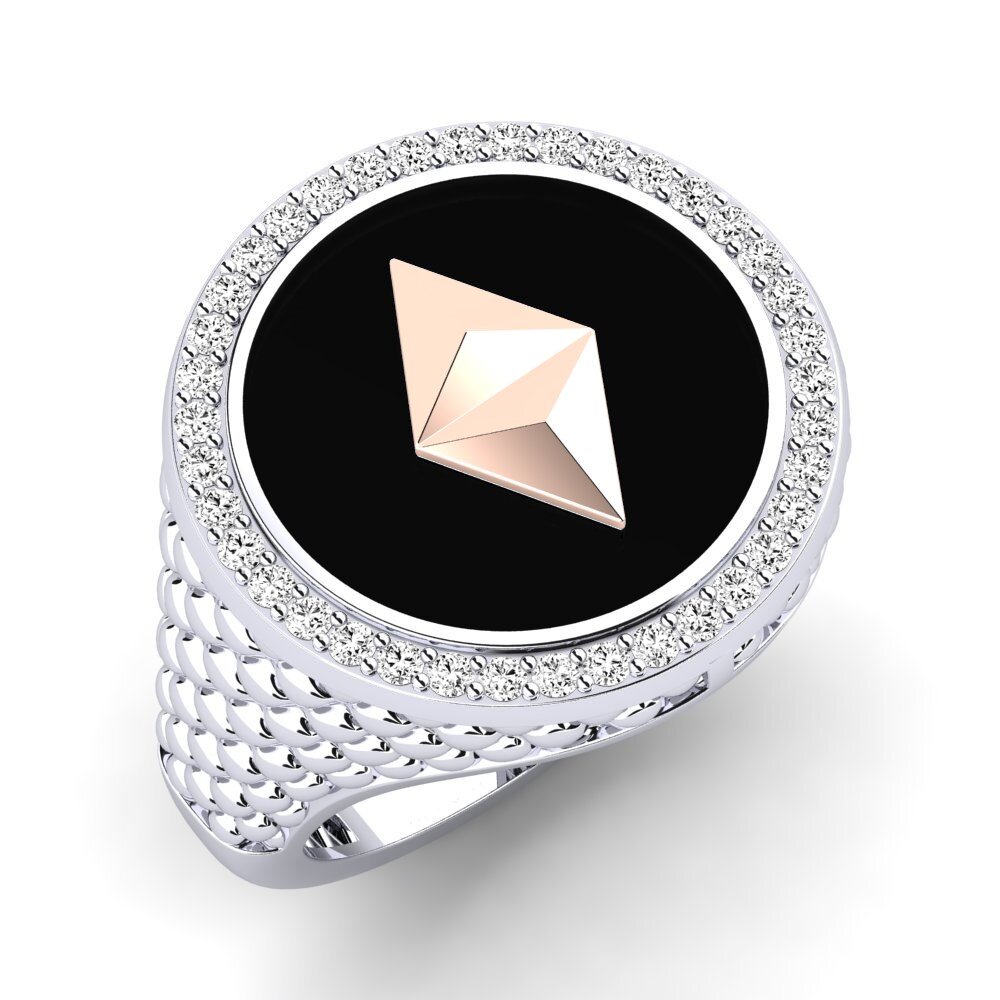 14ct White & Rose Gold Moissanite Men's Ring Loroti