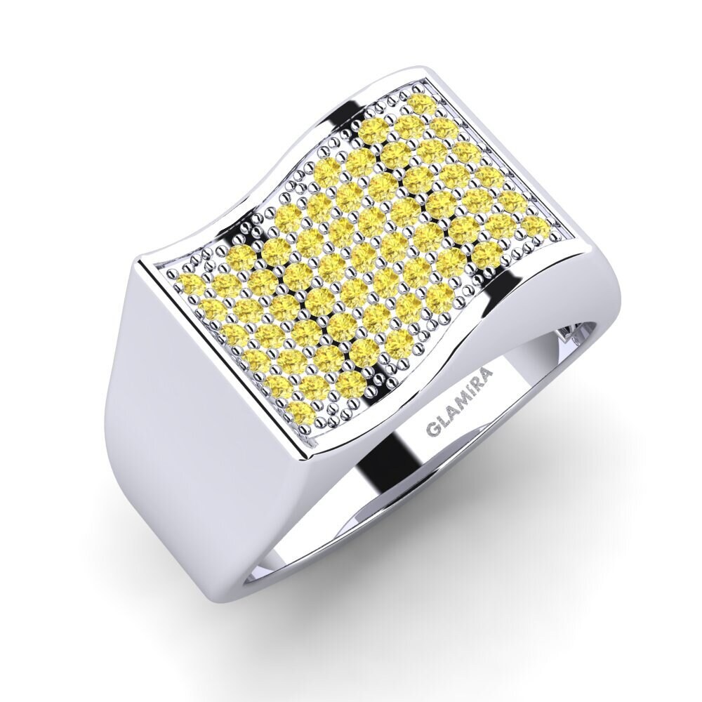 Yellow Sapphire Men's Ring Oleviu