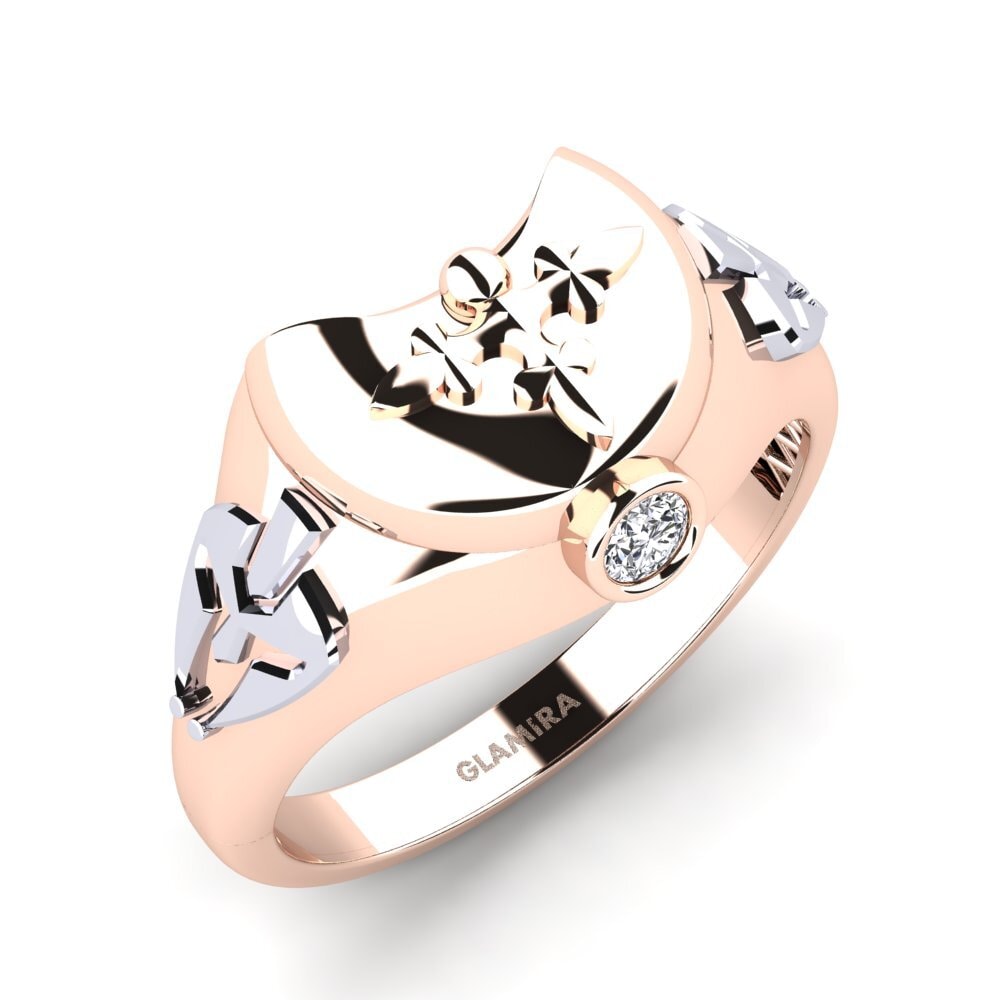 14ct Rose & White Gold Moissanite Men's Ring Scelfi