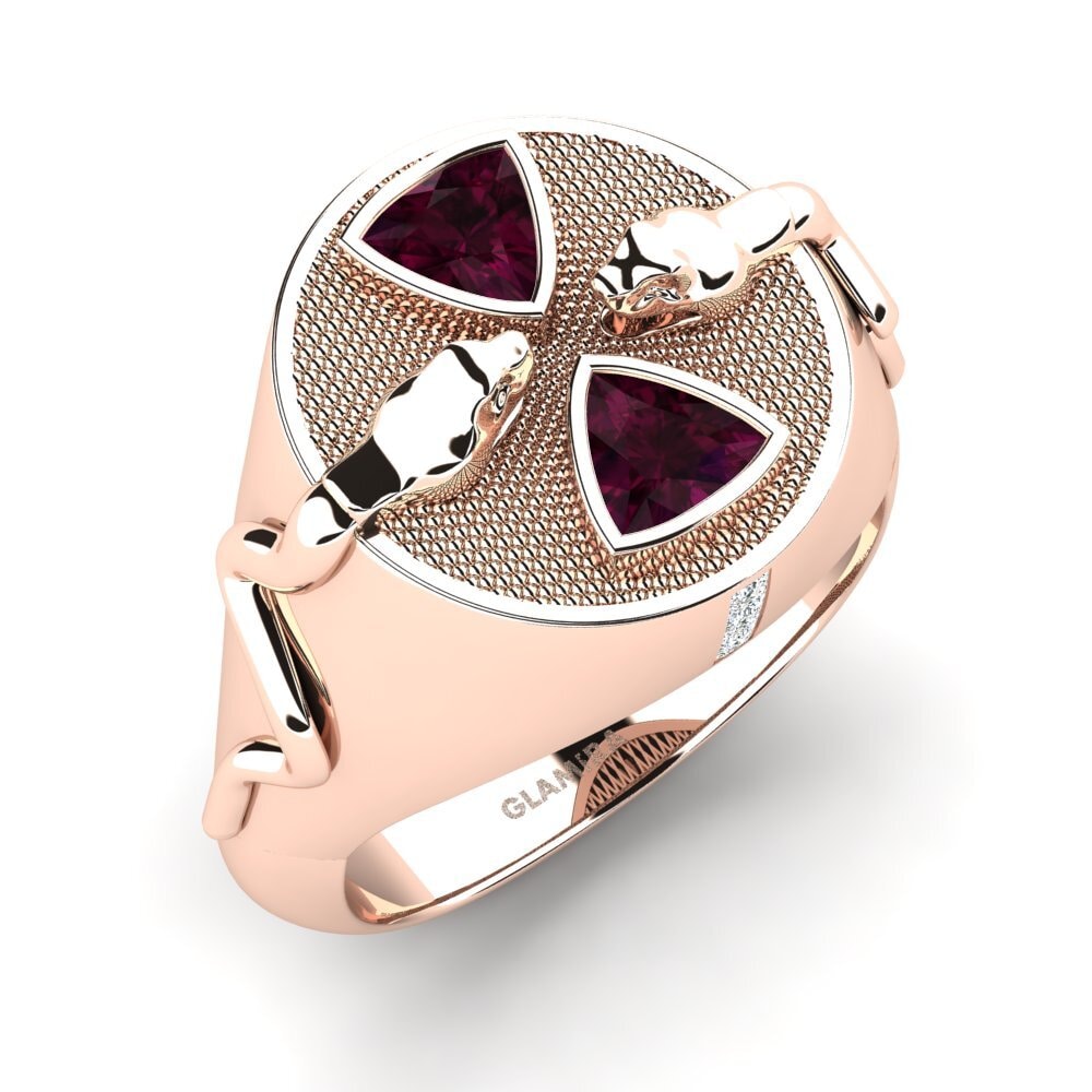 9ct Rose Gold Rhodolite Garnet Men's Ring Shuffo