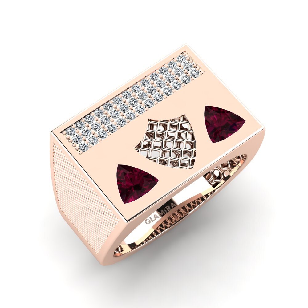 9ct Rose Gold Rhodolite Garnet Men's Ring Snerec