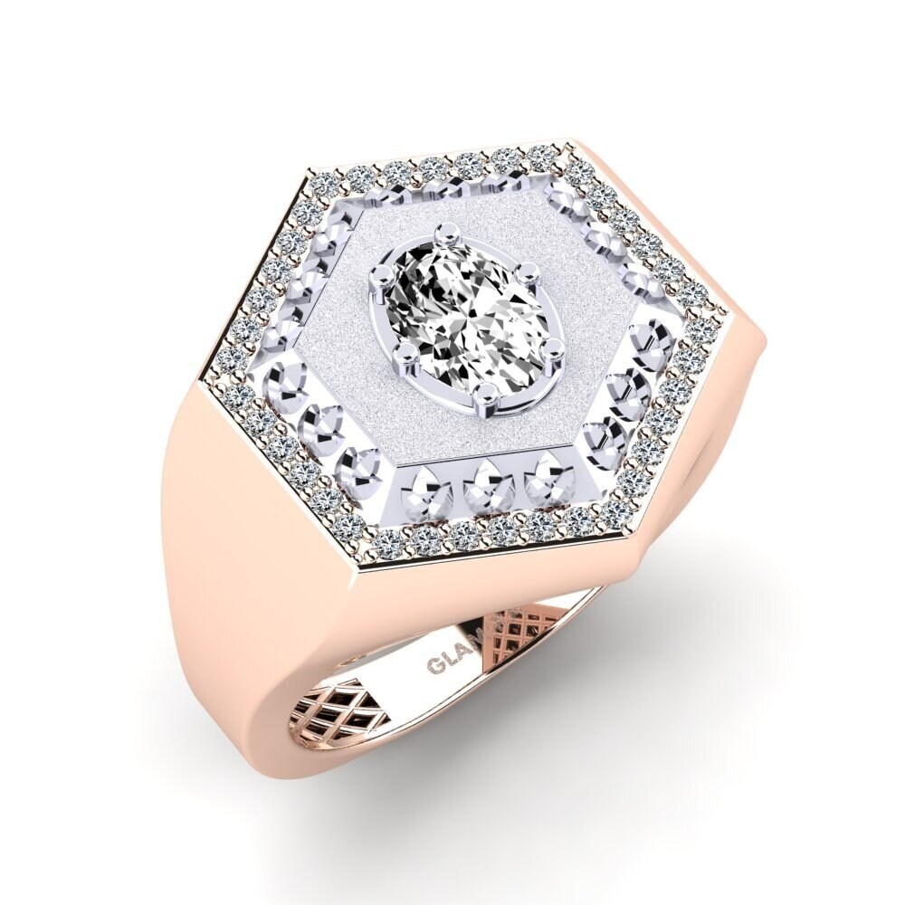 14ct Rose & White Gold Moissanite Men's Ring Utolde